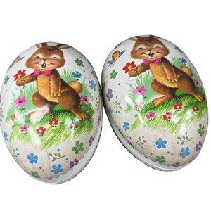 Vintage Nestler Easter Paper Mache Egg Containers Bunny & Chick Designs Set Of 2